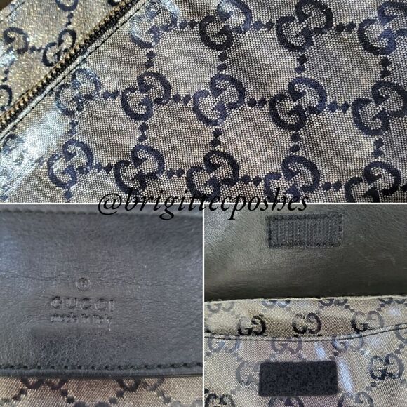 GUCCI Black/Gray Monogram Crystal Gg Unisex Belt Bag Fanny Pack - Picture 8 of 17